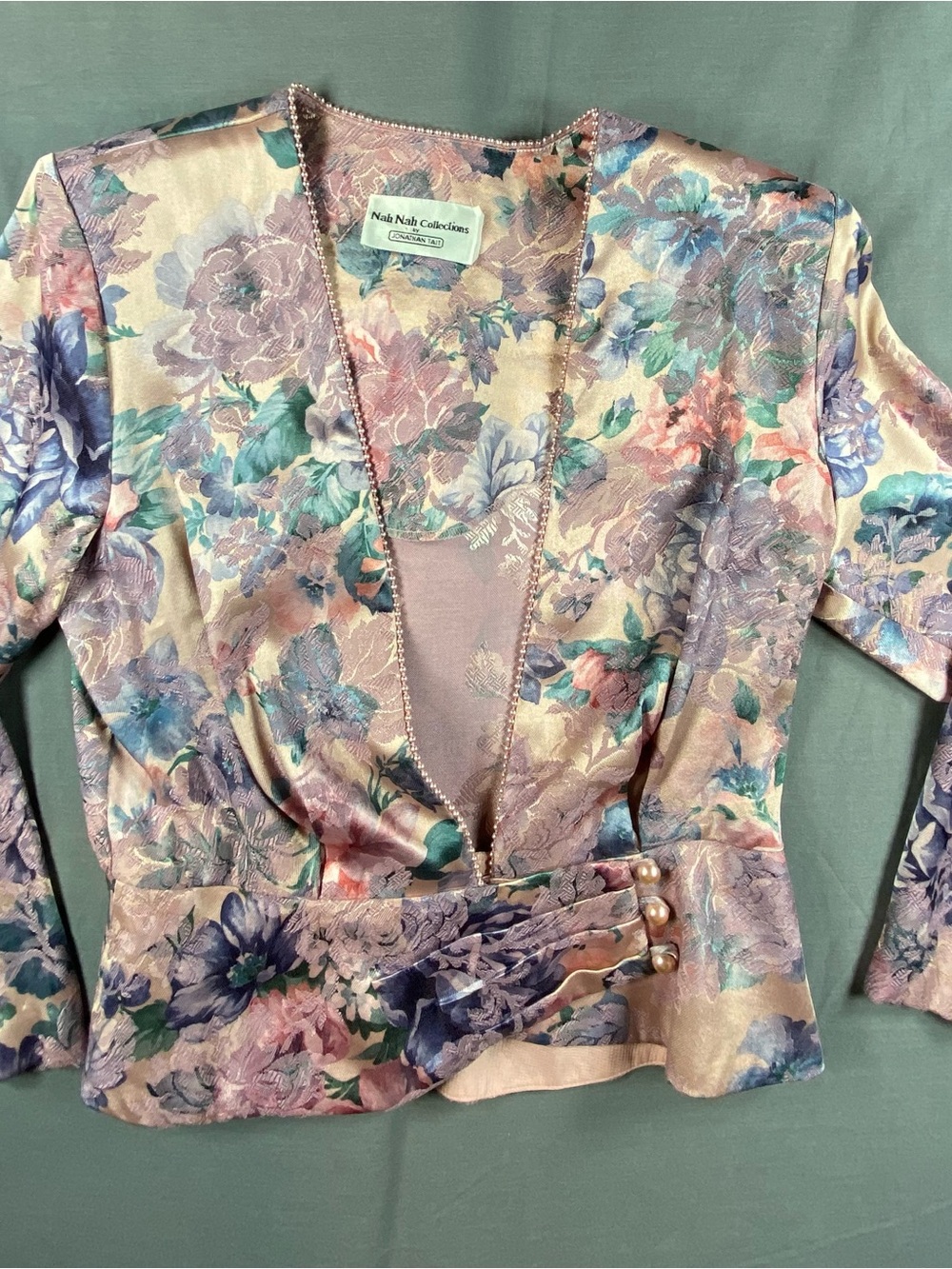 Vintage 80s Nah Nah Collections floral Brocade Blazer M See measurements photos